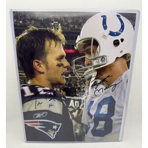 TOM BRADY & PEYTON MANNING Dual Signed Autographed Photo - NFL Legends